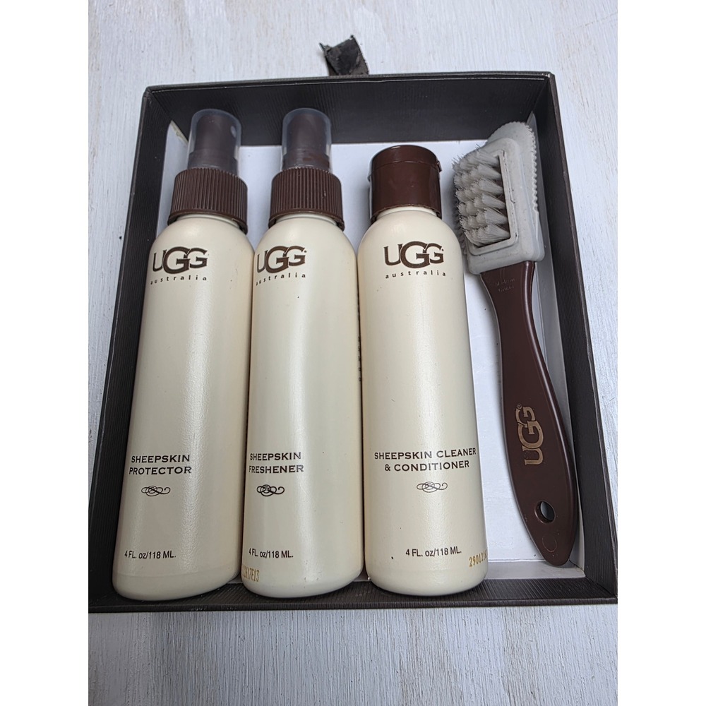 UGG Australia Sheepskin Care Kit 3 Bottles & Suede Brush Scuff Eraser Set